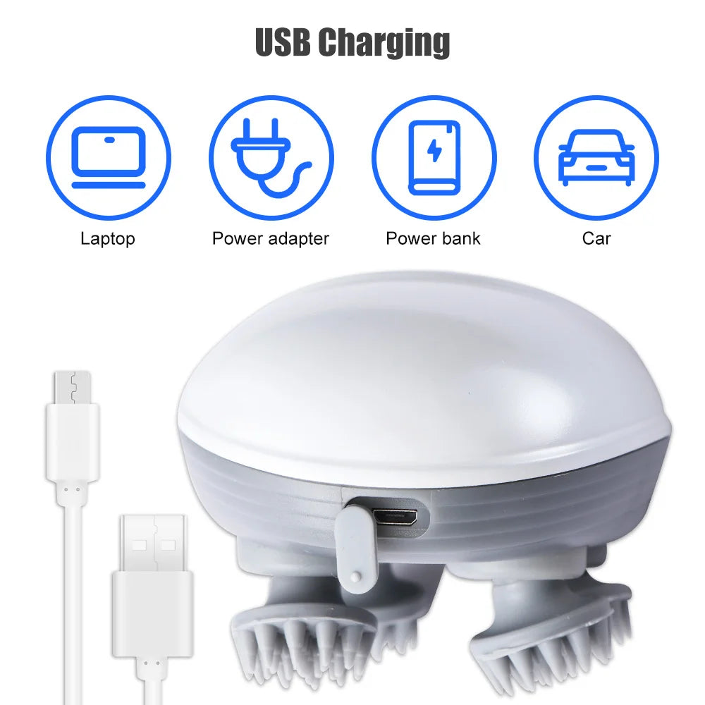 Electric Scalp Massager with Kneading Therapy Vibrator